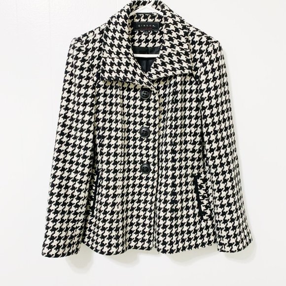 Giacca Jackets & Blazers - Giacca Black and White Houndstooth Pea Coat
